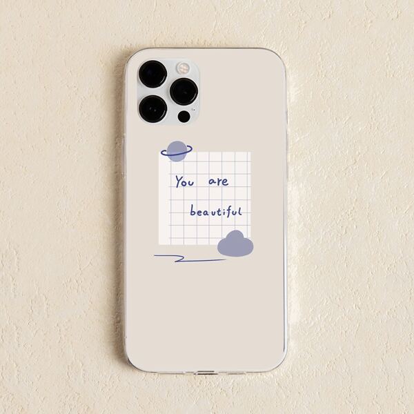 

Letter Graphic Clear Phone Case, Multicolor