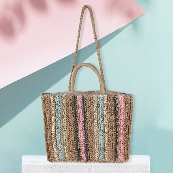 

Braided Colorblock Tote Bag, Multicolor