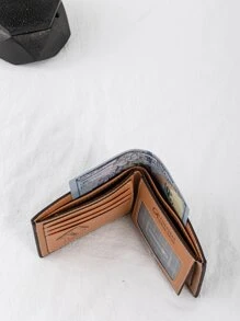 Billetera plegable con estampado geométrico para hombres, billetera pequeña con ventana para tarjetas de crédito, billetera delgada y ligera para dinero en efectivo, regalo moderno y de negocios para aniversario, San Valentín, cumpleaños, parejas, mujeres, niñas, damas y hombres - Marrón - Ver 3