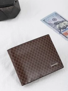 Billetera plegable con estampado geométrico para hombres, billetera pequeña con ventana para tarjetas de crédito, billetera delgada y ligera para dinero en efectivo, regalo moderno y de negocios para aniversario, San Valentín, cumpleaños, parejas, mujeres, niñas, damas y hombres - Marrón - Ver 4