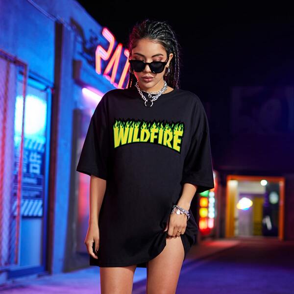 

Letter Graphic Drop Shoulder Tee, Black