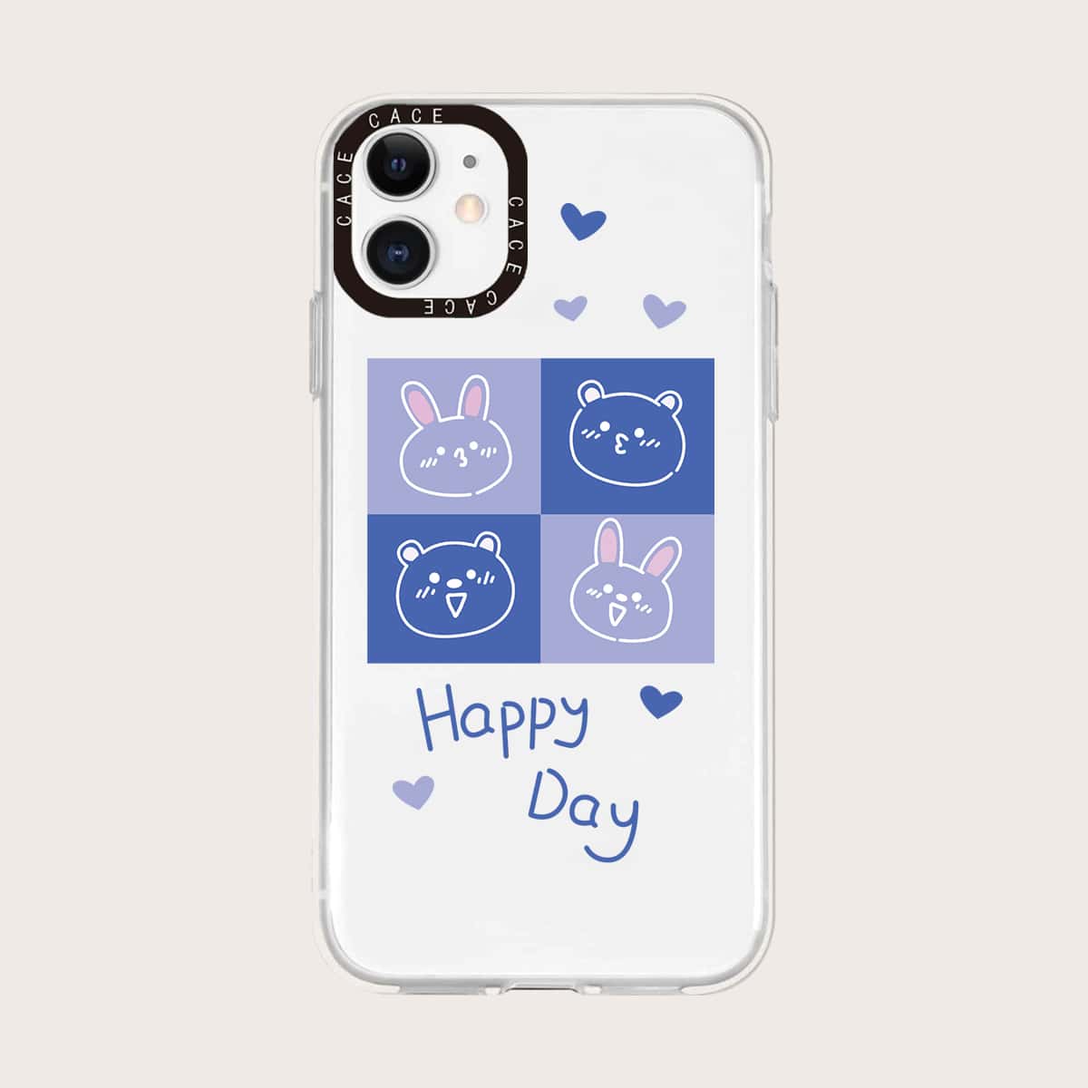 

Cartoon Bear & Rabbit Clear Phone Case, Multicolor