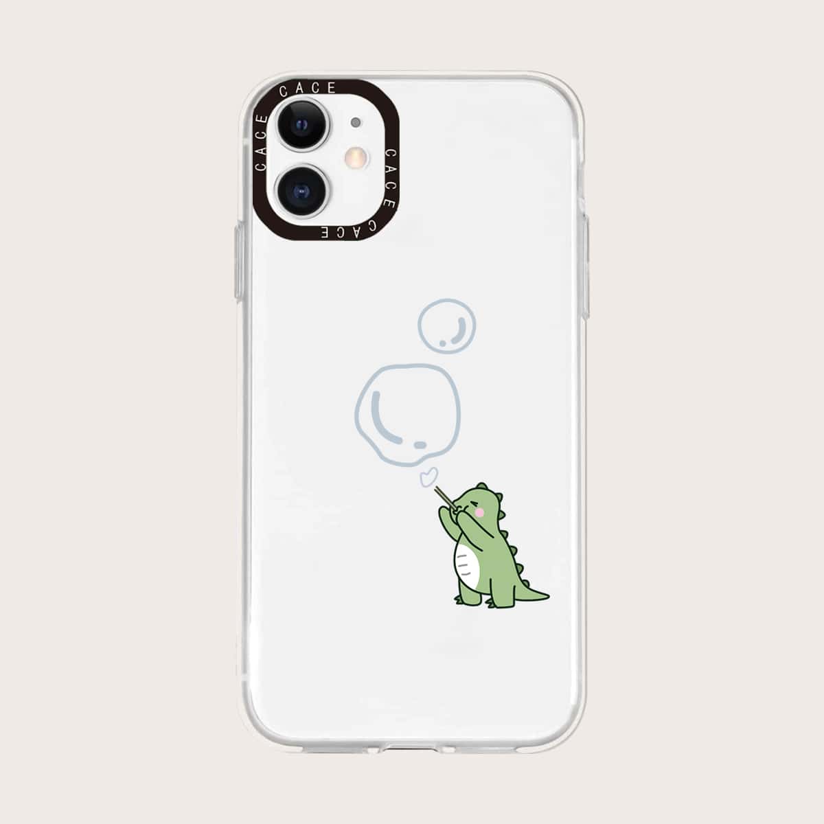 

Cartoon Dinosaur Clear Phone Case, Green