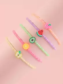 小女童5入組水果裝飾串珠手鏈