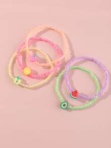 小女童5入組水果裝飾串珠手鏈