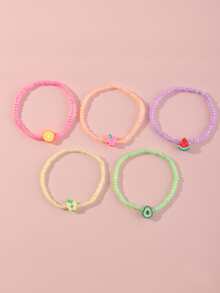 小女童5入組水果裝飾串珠手鏈