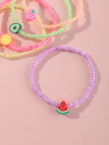 小女童5入組水果裝飾串珠手鏈