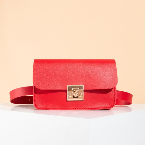 

Minimalist Flap Belt Bag, Red