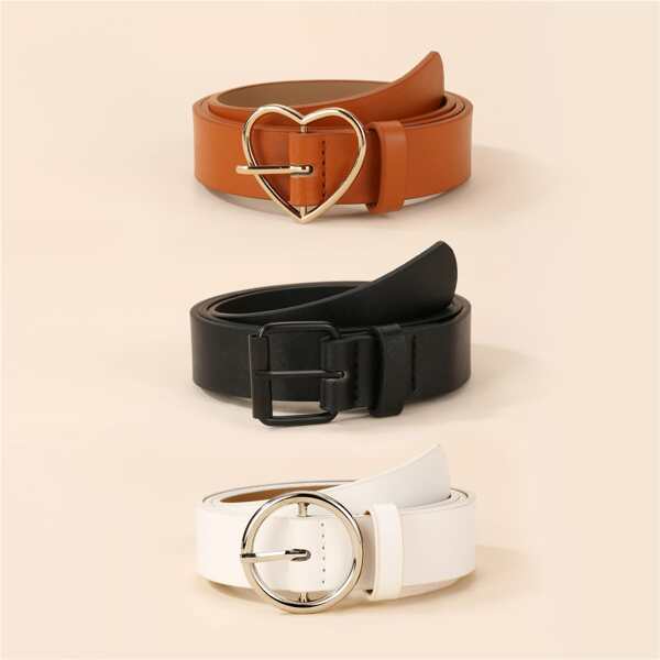 

3pcs Heart Decor Belt With Hole Punch, Multicolor