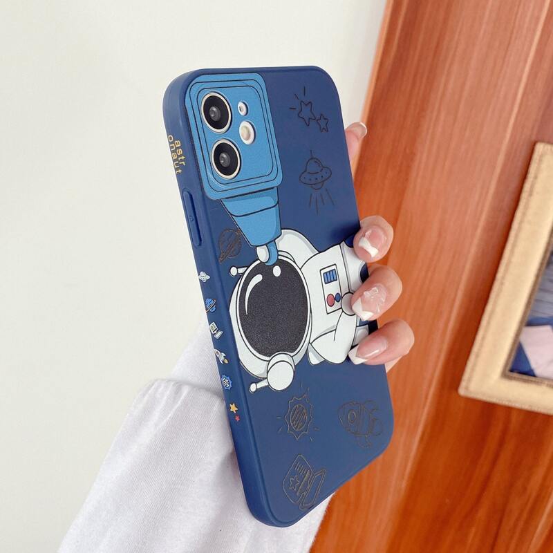 

Cartoon Astronaut Pattern Phone Case, Blue