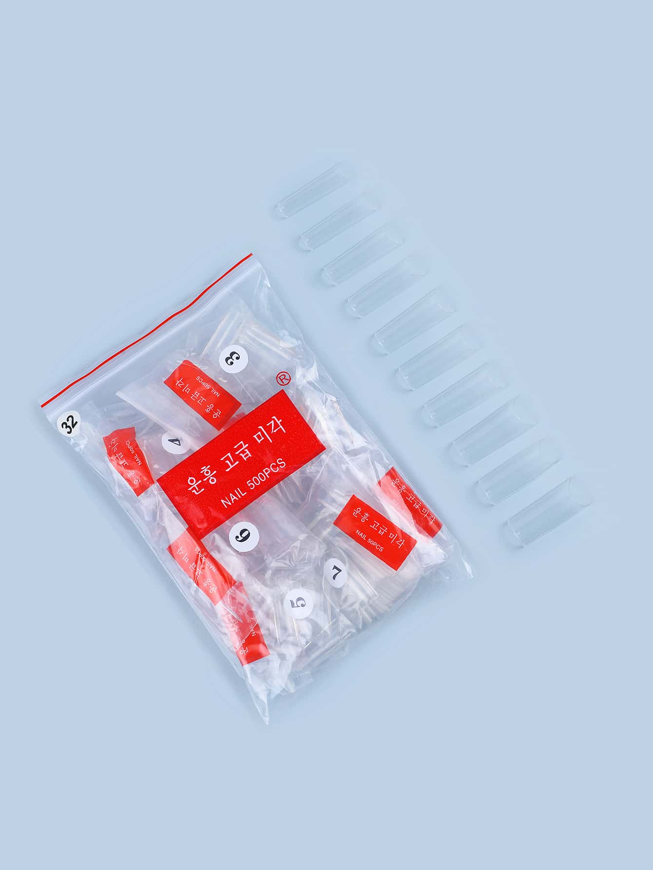 Mejore su aspecto con una bolsa de 500 piezas de resina de uñas de mezclilla larga transparente uñas artificiales extendidas adecuadas para mujeres y niñas - transparente - Ver 1