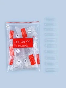 Mejore su aspecto con una bolsa de 500 piezas de resina de uñas de mezclilla larga transparente uñas artificiales extendidas adecuadas para mujeres y niñas - transparente - Ver 2
