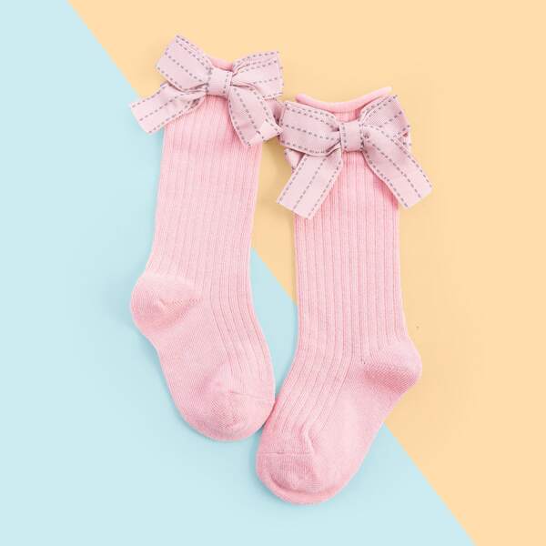 

Girls Bow Knot Decor Socks, Pink