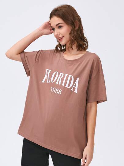 Letter Graphic Tee & Biker Shorts Set