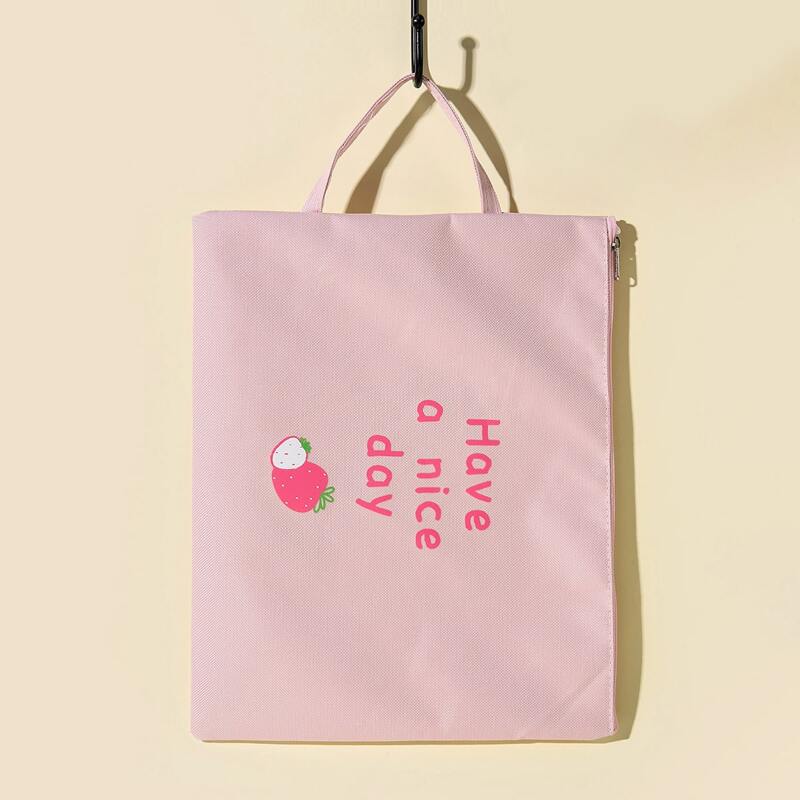 

1pc Slogan Graphic A4 File Bag, Pink