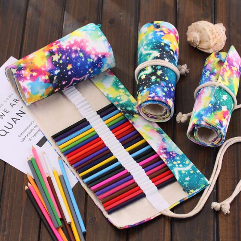 

1pc Galaxy Print Random Roll-up Pencil Bag, Multicolor