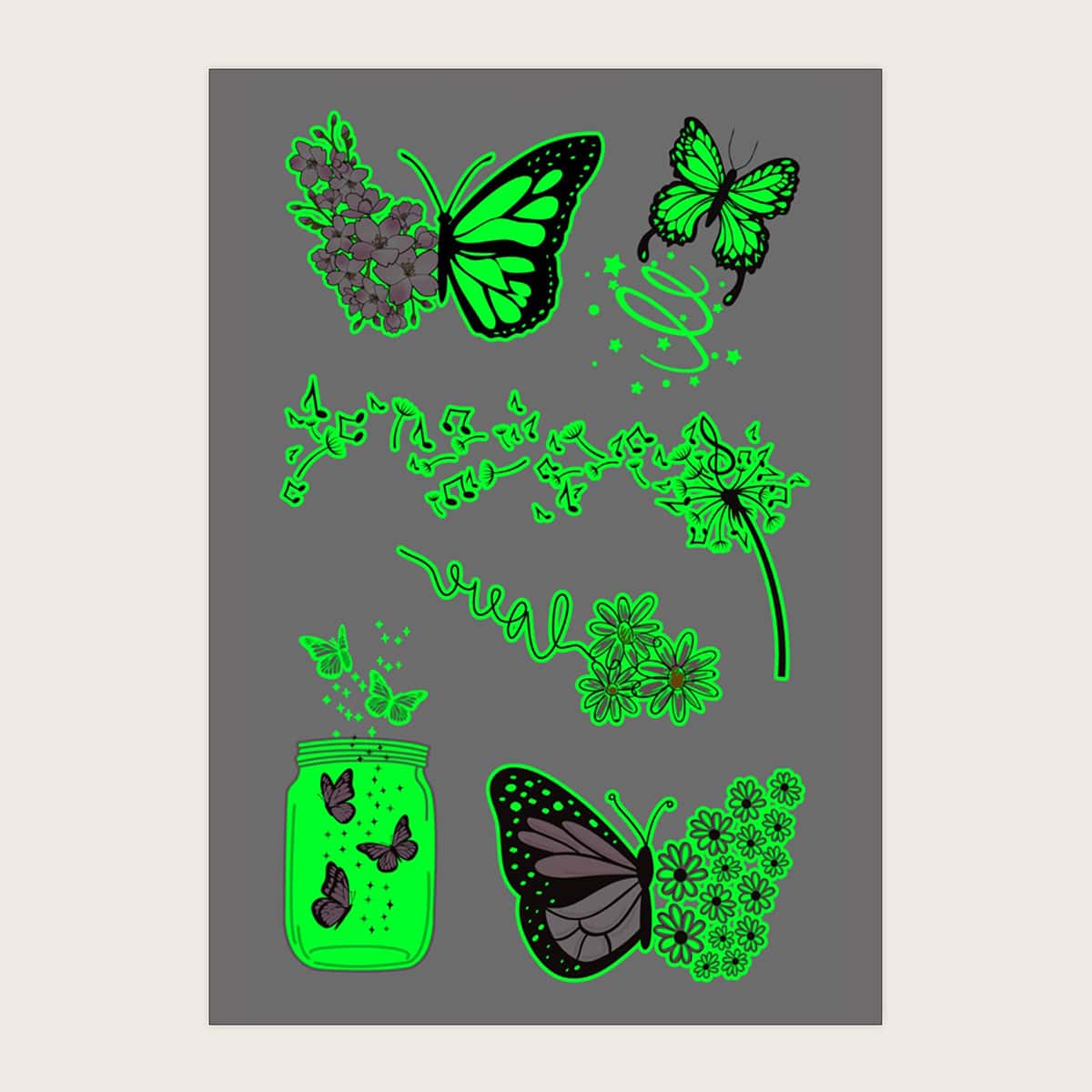 

1sheet Butterfly Pattern Tattoo Sticker, Multicolor