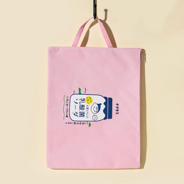 

Cartoon Graphic File Bag, Pink