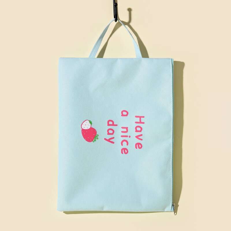 

1pc Slogan Graphic A4 File Bag, Blue