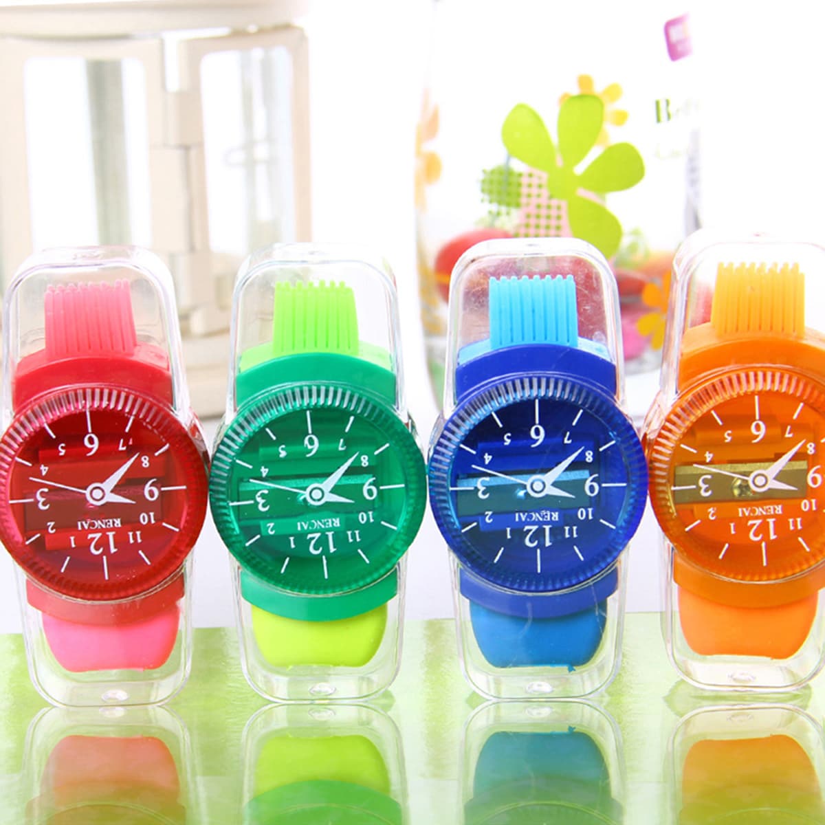 

4pcs Watch Shaped Random Pencil Sharpener, Multicolor