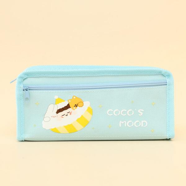 

Cartoon Graphic Pencil Case, Mint blue