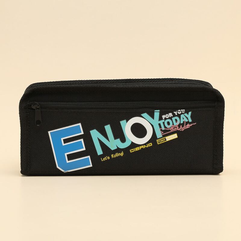 

Slogan Graphic Pencil Case, Black
