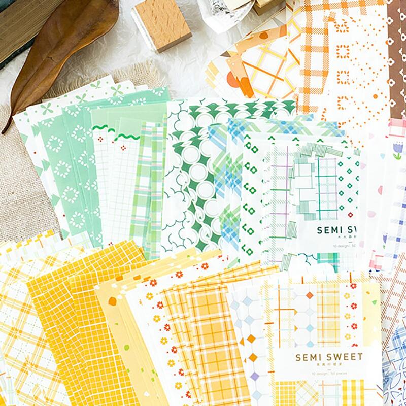 

50pcs Plaid Pattern Material Paper, Multicolor