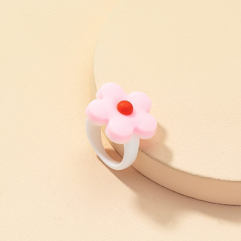 

1pc Floral Decor Ring, Pink