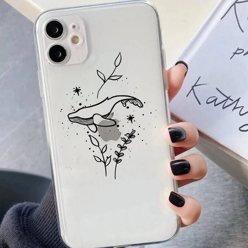 

Cartoon Whale Pattern Phone Case, Black