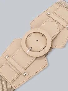 Round Buckle Corset Belt - Apricot - View 3