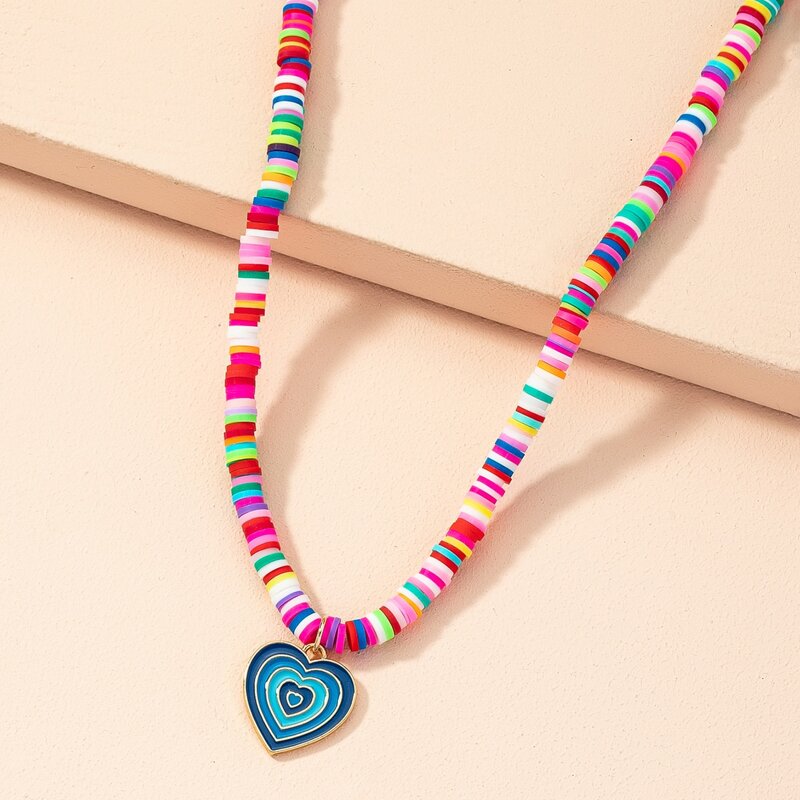 

1pc Heart Pendant Necklace, Multicolor