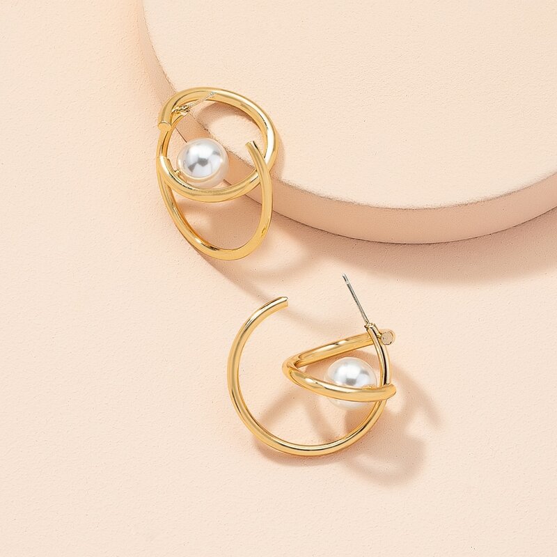 

Faux Pearl Decor Earrings, Gold