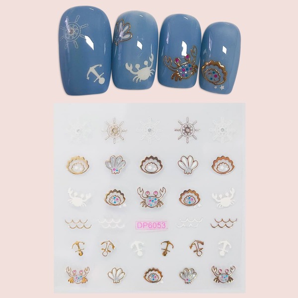 

1sheet Crab Pattern Nail Sticker, Multicolor
