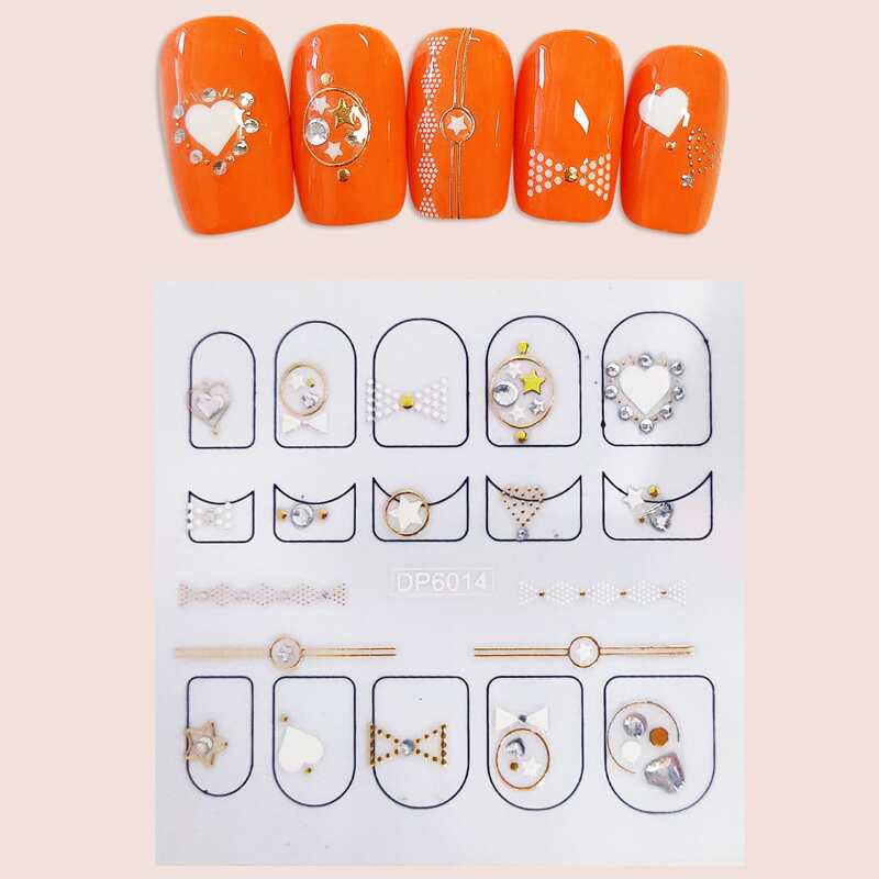 

1sheet Heart & Moon Pattern Nail Sticker, Multicolor