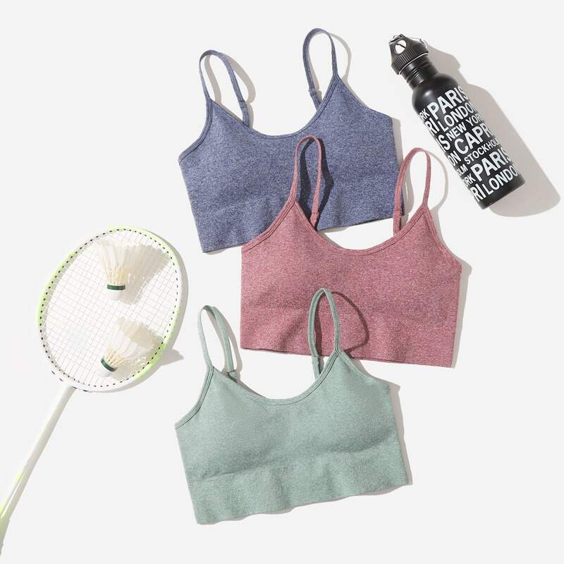 

3pack High Support Spaghetti Strap Sports Bra, Multicolor