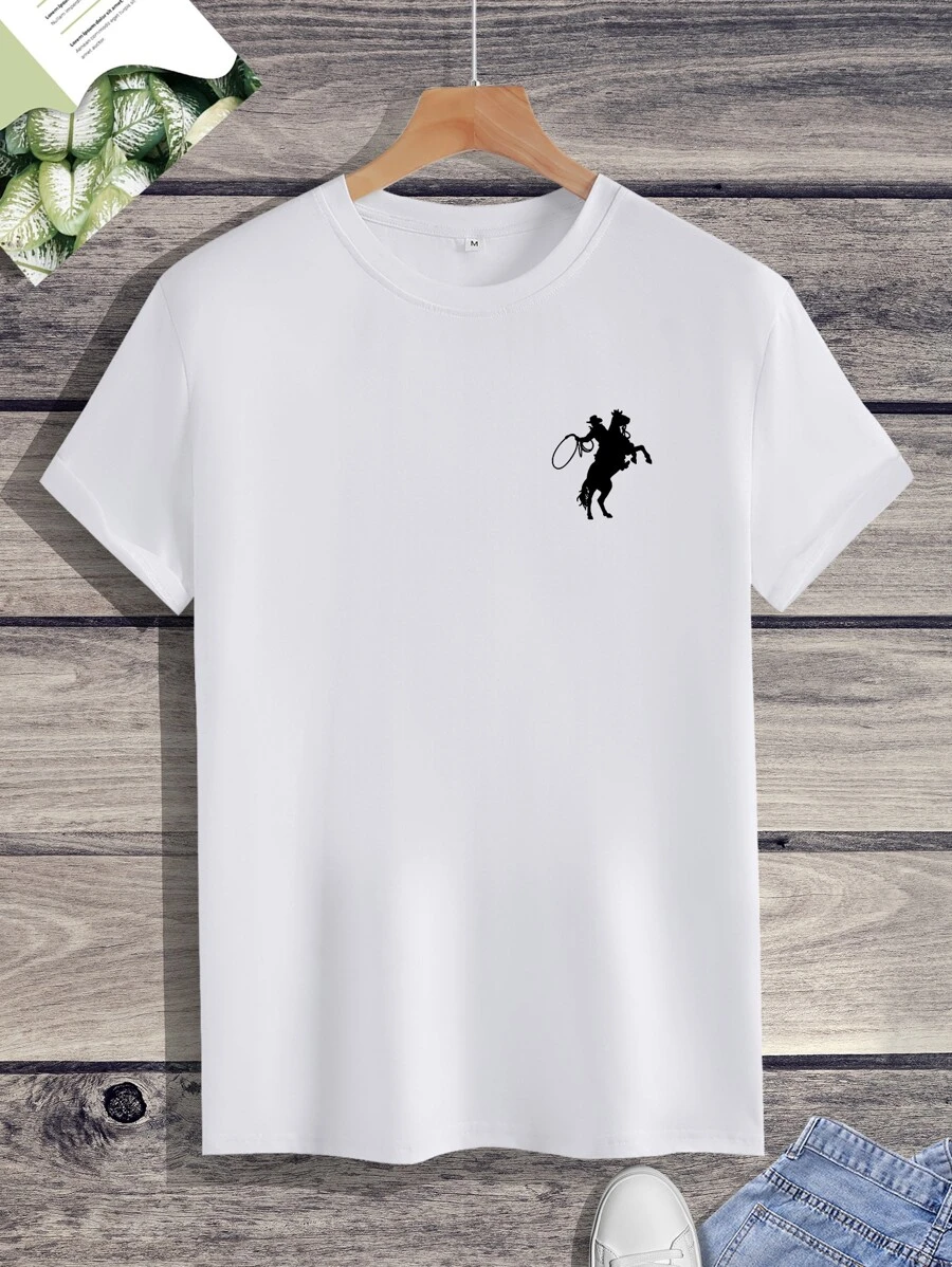 Manfinity Homme Men Horse And Figure Print Tee - White - View 1