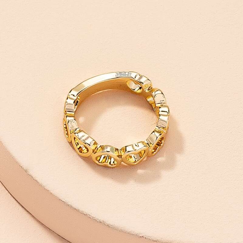

1pc Heart Design Ring, Gold