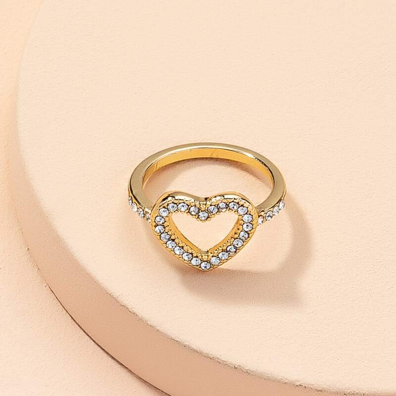

1pc Heart Design Ring, Gold