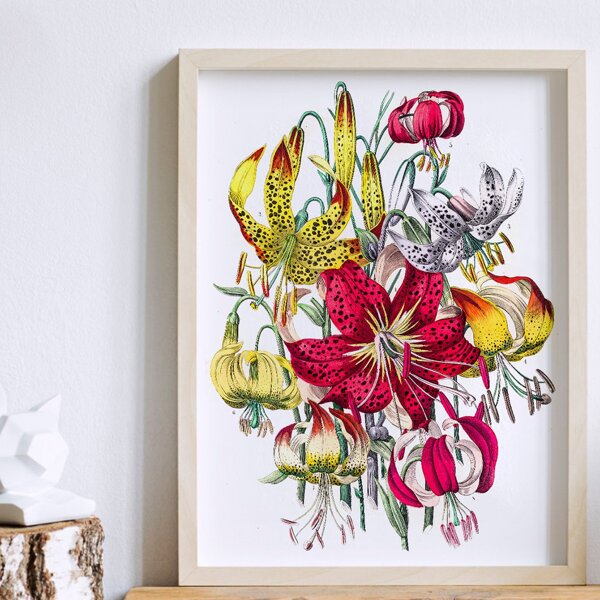 

1pc Flower Print Unframed Painting, Multicolor