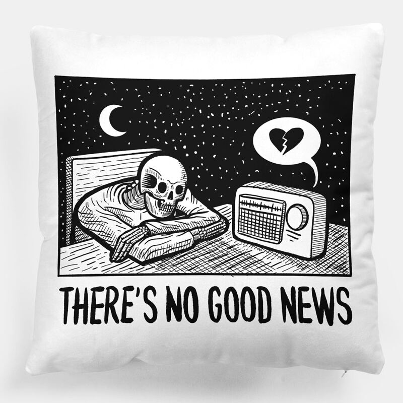 

Skull Print Cushion Cover Without Filler, Black and white