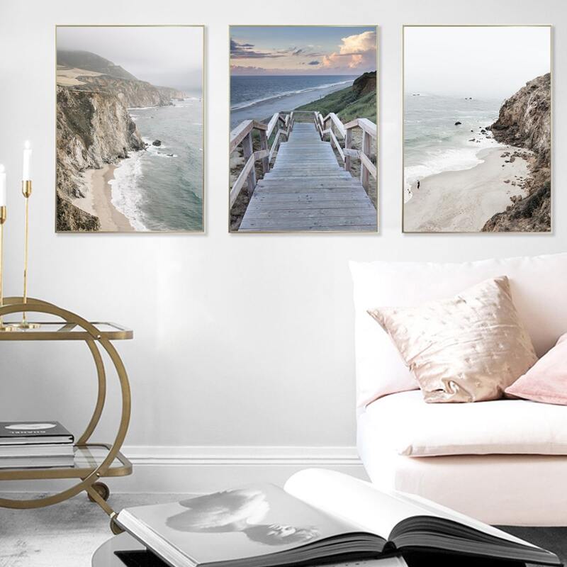 

3pcs Scenery Pattern Unframed Painting, Multicolor