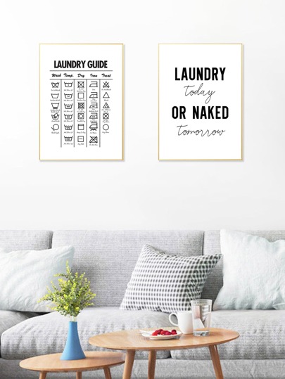 2pcs Slogan Graphic Unframed Painting