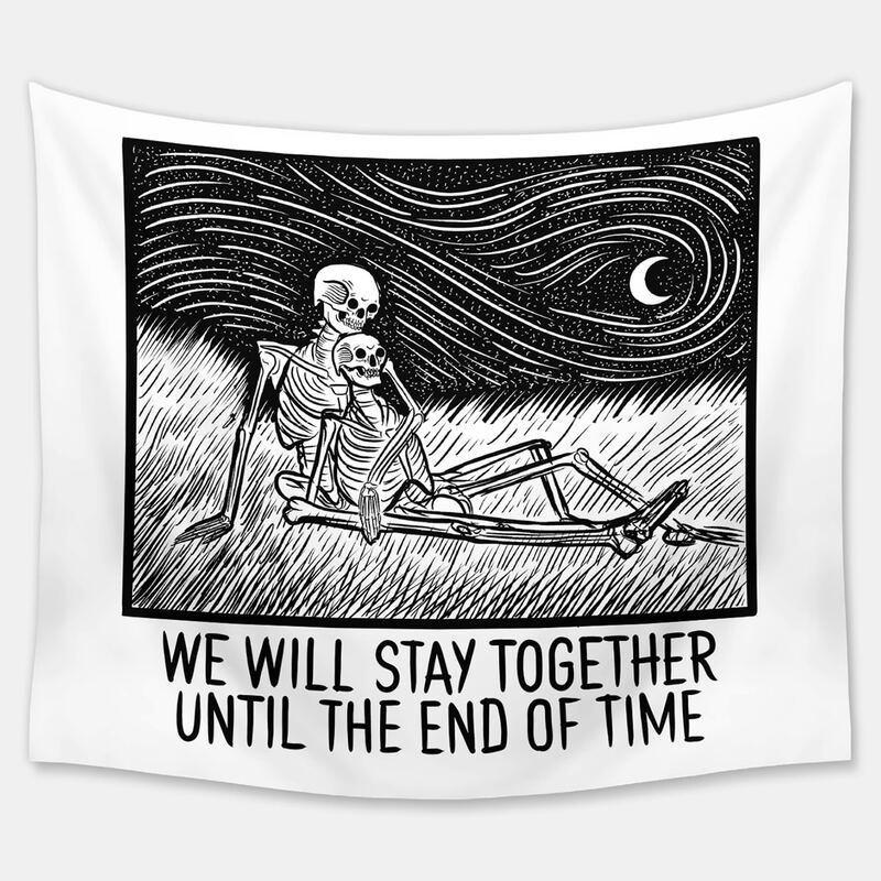 

Skull Print Tapestry, Black and white