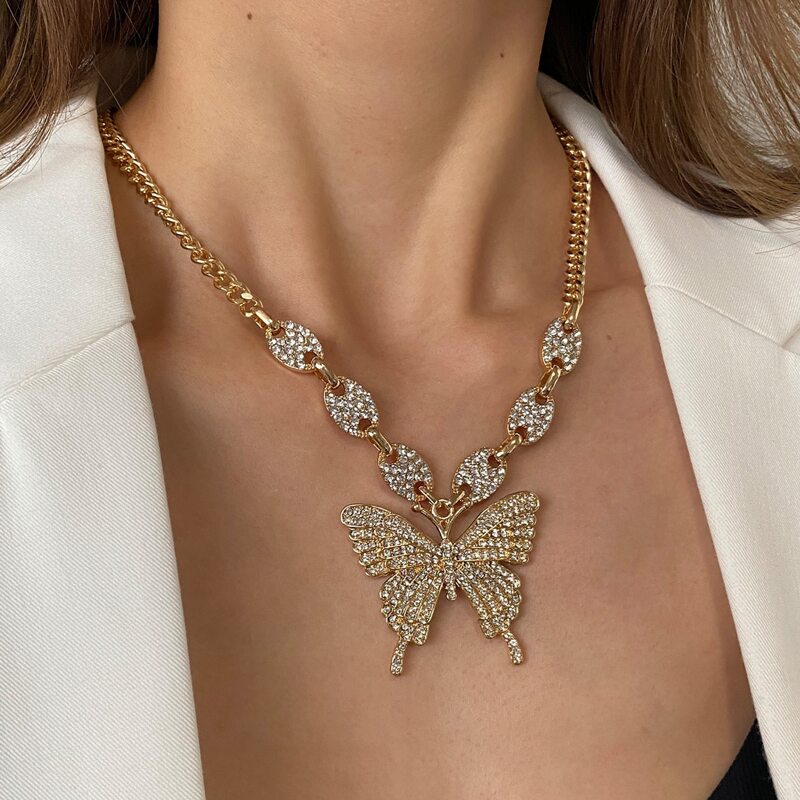 

Butterfly Pendant Chain Necklace, Gold