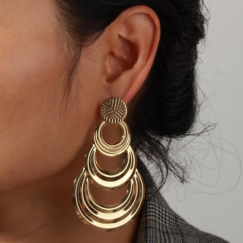 

Geo Design Earrings, Gold