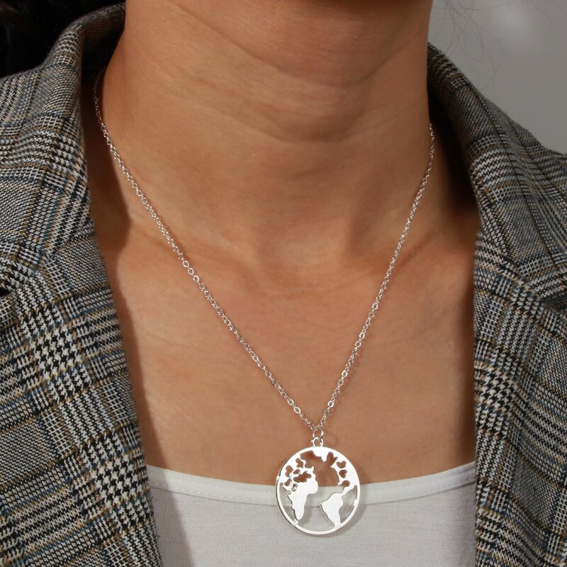 

Geo Pendant Chain Necklace, Silver