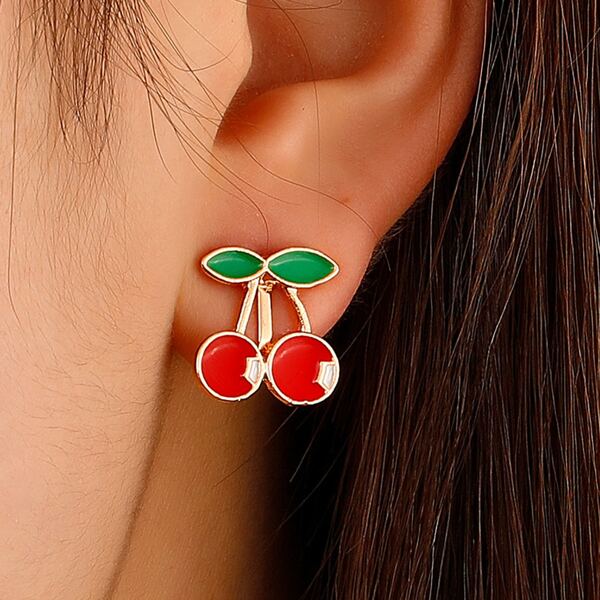 

Cherry Stud Earrings, Multicolor