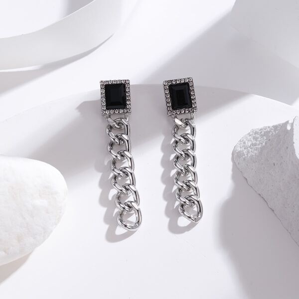 

14K Gold Plated Zircon Decor Earrings, Silver