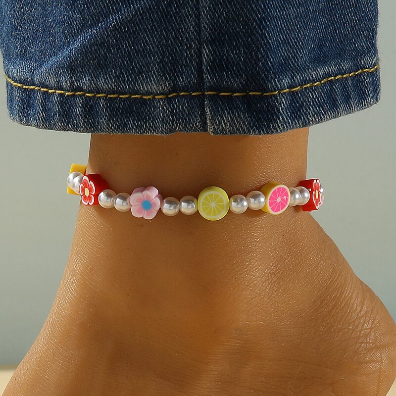 

Faux Pearl Beaded Anklet, Multicolor
