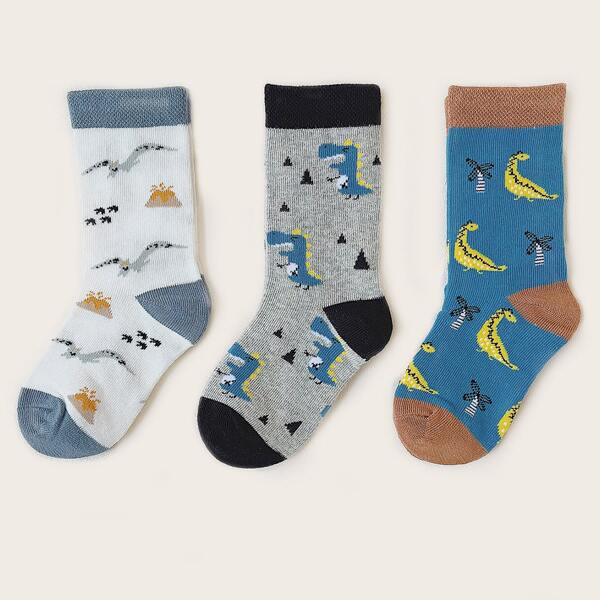 

3pairs Toddler Kids Cartoon Graphic Crew Socks, Multicolor